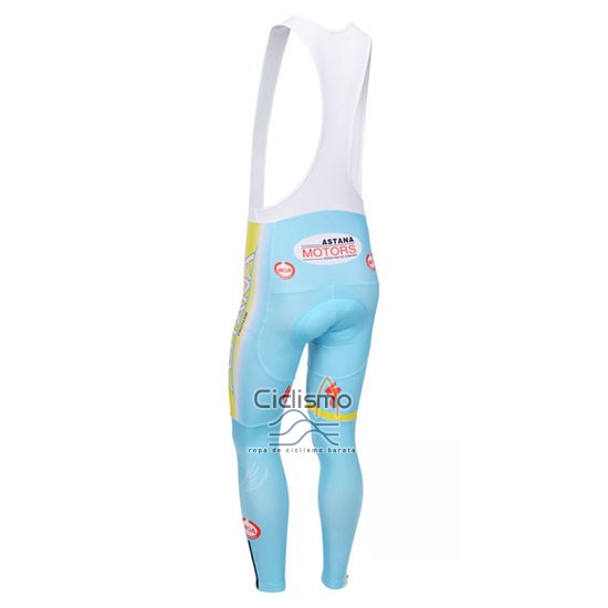 Astana Ropa Ciclismo Culotte Largo 2013 Mangas Largas Azul Claro